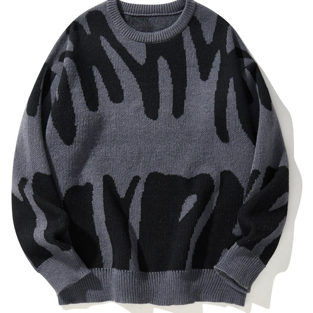 Grey Casual Mens Graphic Pattern Sweater
